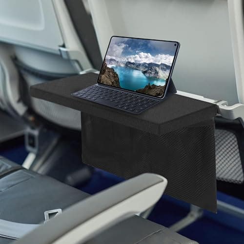 Adorila Airline Tray Table Cover with Pockets, Airline Pouches Seat Back Organizer for Personal Items, Flying Sanitary Travel Accessories (Black) — view 6