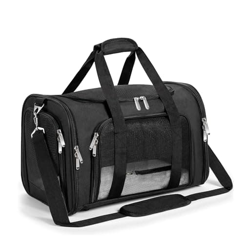 Soft Sided Cat/Pet/Dog Carrier Bag,Portable Foldable Pets Travel Carriers For Cats/Dogs With Shoulder Strap & Removable Mat,Durable Puppy Basket of 25 lbs - Black