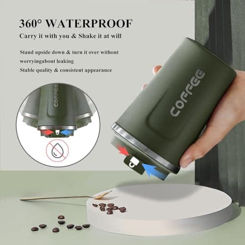 AMFUN Travel Mug, 380ml Insulated Reusable Leakproof Car Coffee Cup, Led Temperature Display Tumbler, Stainless Steel Mug for Hot & Cold Beverages (Green) — view 6