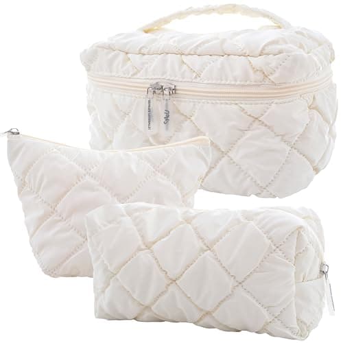 LSHYSMA 3Pcs Makeup Bag for Women,L/M/S Fluffy Cosmetic Bags Set