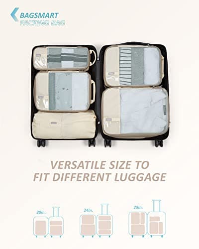 BAGSMART 6pcs Compression Travel Packing Cubes for Suitcases Backpack — view 3