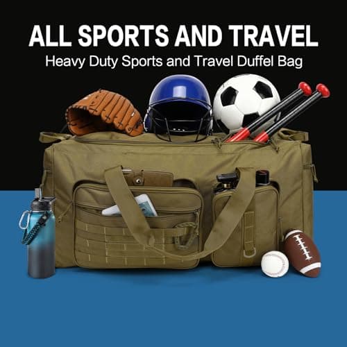 TONRUYN 120L Travel Duffel Bags for Men Women Heavy Duty Camping Duffle Luggage 80cm Extra Large Sports Holdall Equipment Bag with Shoulder Strap for Football Baseball & Team Training, XL Brown — view 5