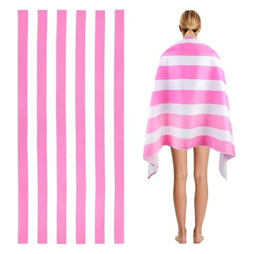 Hittriu Large Microfibre Beach Towel for Adults, 170 × 90 cm, Quick Dry, Sand Free, Lightweight Compact Travel Towel for Summer Beach, Pool, Holiday, Gym & Swimming (Pink)