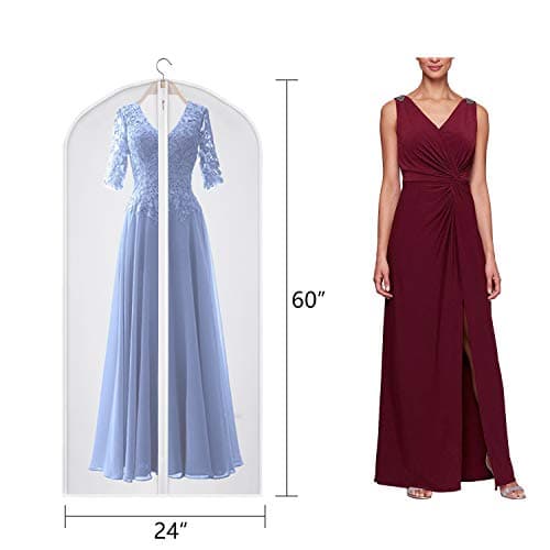 Univivi Hanging Garment Bags, 60 inch Suit Bags for Storage (Set of 12), PEVA Moth-Proof Breathable Dust for Long Dress Wedding Dress Bag, Clothes Covers for Coats, Suits, Gowns (60cm*152cm) — view 2