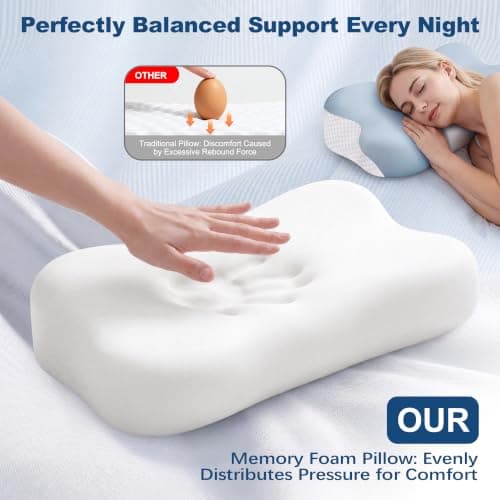 VYLEE Memory Foam Pillow, Neck Pillow, Ergonomic Pillow, Cervical Pillow — view 3