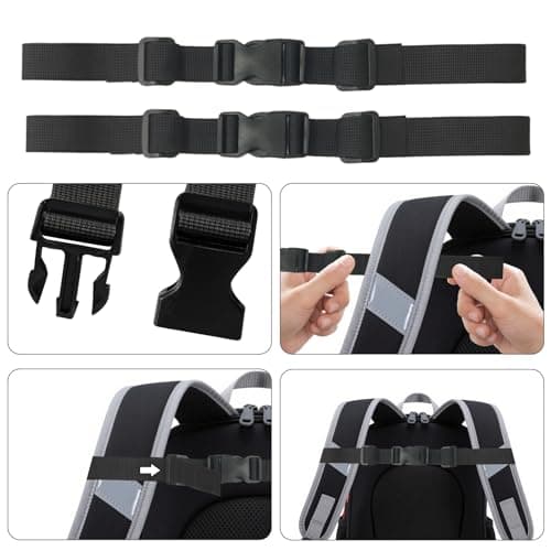 Zcbzbn Pack of 2 Chest Strap Backpack, Adjustable Chest Strap Backpack, Adjustable Chest Strap for School Bag, Nylon with Buckle, for School Backpack Outside Travel, black, 2cm — view 6