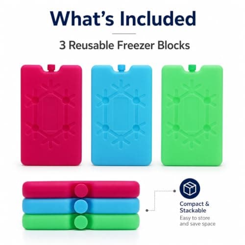 MAR Small Reusable Freezer Blocks 3 Pack Slim Ice Packs Lunch Box Cool Bag — view 5