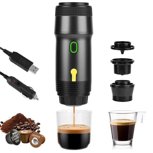 Dreamhigh® Portable Espresso Machine with 7500 mAh Battery, Travel Coffee Machine Small with USB & Car Charger, Mini Espresso Machine Compatible with Coffee Capsules & Powder, for Camping & Travel
