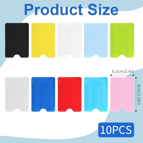 Bruislard 10Pcs RFID Blocking Sleeves Colorful Credit Card Protector Cover Travel Anti-Theft Credit Card Holder RFID Blocker Fits Bags & Purses, 3.5 x 2.4 inch(Solid color) — view 2