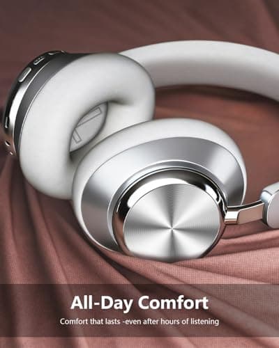 Wentronic Y03 Bluetooth Headphones Wireless Active Noise Cancelling Over Ear Headphones 48 Hours Playtime 6 EQ Music Mode High Sound Quality Headphones with Soft Ear Cushion - Silver — view 3