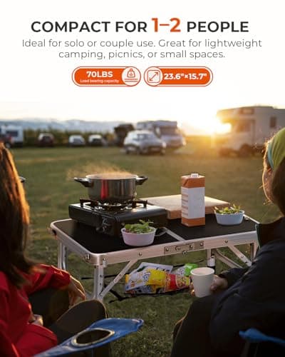 Sportneer Folding Camping Table 60×40cm, Height Adjustable Camp Table — view 4