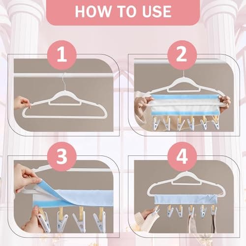 Muzrunq Travel Hangers, Portable Foldable Hangers with 6 Clips for Swimsuit Towel & Sock Space-Saving Drying Rack for Hotels, Camping. — view 2