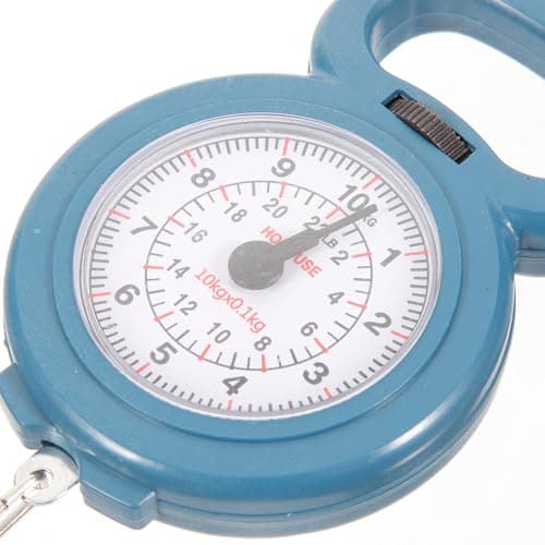 BESTonZON Manual Hanging Scale 10kg 22lbs Portable Handheld Mechanical Spring Balance for Fishing Kitchen Luggage Travel Small Pocket Weight Measurement Tool with Hook Red — view 3