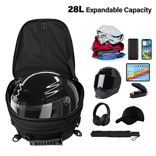 MOSISO Motorcycle Tail Bag, Motorcycle Backpack Helmet Bag, Black — view 2