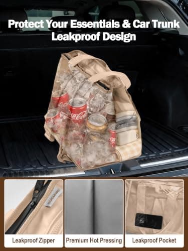 2 in 1 Insulated Dry-wet Separation Cooler Backpack Shoulder Bag 12-Hour Cold Retention, Large Leakproof Soft Cooler Bag, Waterproof Travel Cooler for Beach, Picnic, Camping for Women Khaki — view 5