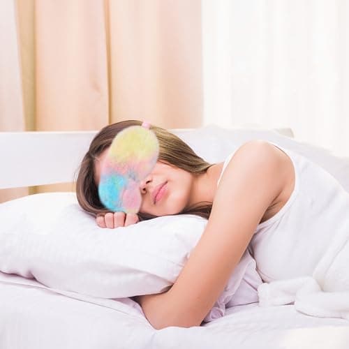 EUPSIIU 6 Pieces Kids Eye Masks for Sleeping, Plush Sleep Mask, Soft Furry Children Eye Covers for Women Girls, Blindfold Elastic Eye Shade for Adults Kids Travel Nap Sleeping Overnight Party (6PCS) — view 6