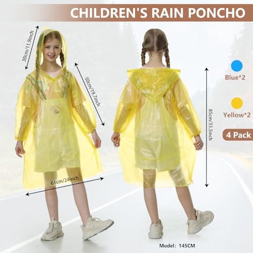 Habaylin Rain Poncho, Poncho Waterproof Adult Clear Disposable Family Pack — view 3
