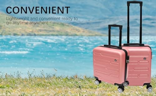 Unibos | Rose Gold Cabin Suitcase, 18x14x8In (45x35x20cm) Cabin Bag | Lightweight Hard Shell Carry-On Suitcase with 360 Spin Wheels, Telescopic Handle | Travel Luggage — view 2