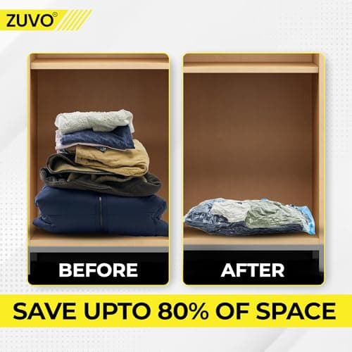 Zuvo Large Vacuum Storage Bags with Pump (Pack of 5) – Heavy-Duty Space Saver for Clothes, Bedding & Travel – Durable, Reusable & Airtight Compression Bags — view 3