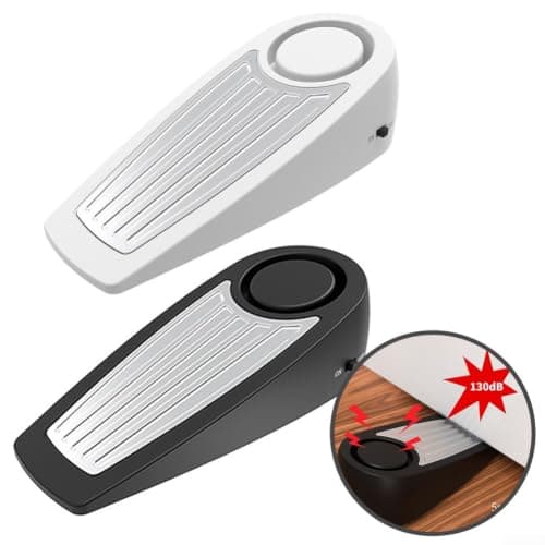 Portable Door Lock with Alarm - 130dB Door Stopper for Home Security System - Travel Safety Kit for Apartments - Non-Slip Rubber Base(White) — view 4