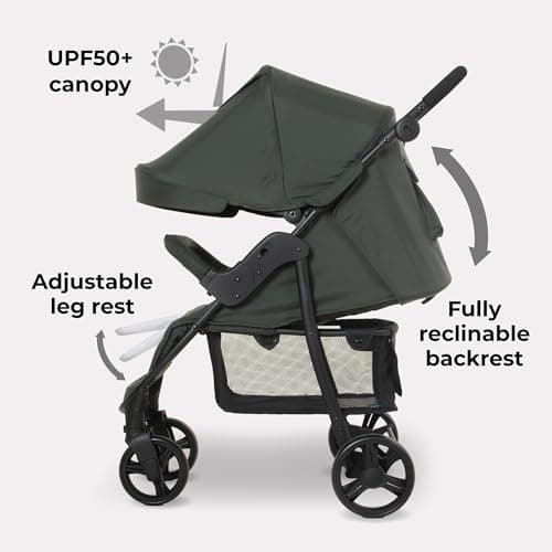 My Babiie MB30 Pushchair – from Birth to 4 Years (22kg), Easy Compact Fold, Large Shopping Basket, Adjustable Handle, Stroller Includes Cup Holder, Rain Cover – Forest Green — view 3