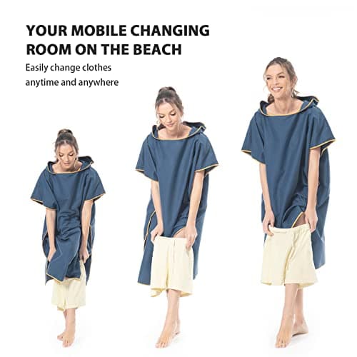 MOKANI Changing Robe Microfiber Towel Hooded Poncho for Beach Surfing — view 3