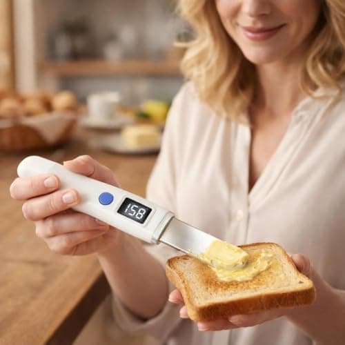 Cordless Heated Butter Knife, Rechargeable USB Warming Knife, Smart LED Display Electric Butter Spreader, Softens Hard & Frozen ButterCoconut Oil Cream Cheese Jam, for Kitchen Party Camping Picnic — view 2