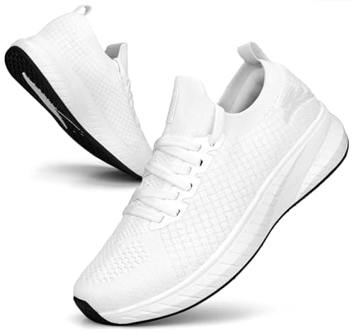 Puweco Womens Trainers Running Shoes Walking Sneaker White