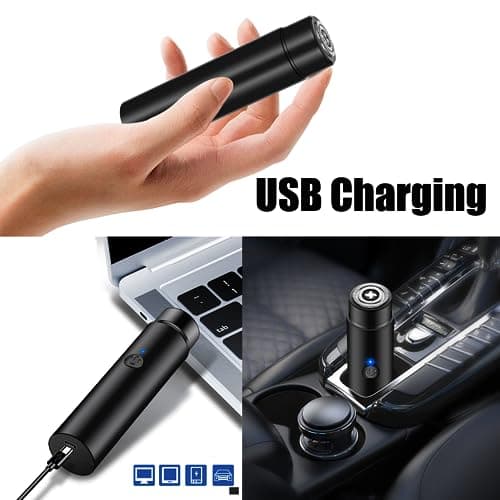 Peixiong Mini Electric Shaver, Portable Rechargeable Rotary Men's Razor, Waterproof Electric Pocket Shaver, Black — view 3