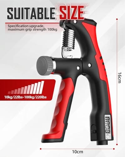 Lorrtta Grip Strengthener Set with Digital, Hand Grip Strengthener 10-100kg Forearm Strengthener Finger 5 Pack Adjustable Resistance Hand Gripper for Improved Hand Exerciser and Hand Injury Recovery — view 4