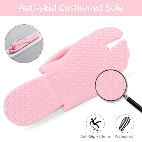 ZOORON Flip Flops for Women Men Travel Slippers Shower Shoes Foldable Bathroom Camp Beach Sandals Lightweight Non-Slip Quick Dry, 4pack-black+black+pink+beige, 9-10 Women/7-8 Men — view 3