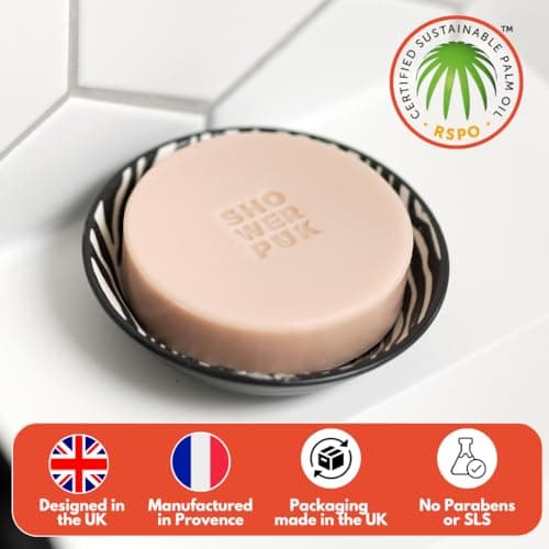 Shower PUK All-in-One Bar: Natural Shampoo, Body Wash & Face Soap with Shea Butter, Argan Oil & Long-Lasting Citrus Scent - Eco-Friendly, Plastic-Free, Vegan - Includes Travel Case — view 6