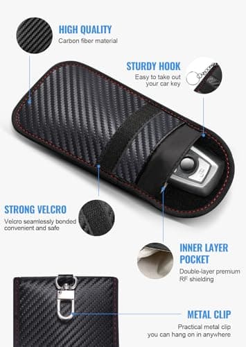 lanpard Faraday Pouch for car Keys, 2 Pack Faraday Bag, Key Signal Blocking Pouch, RFID Blocker for Keyless Entry Remote, Anti-Theft Remote Entry Keyless Protect Black,M — view 6