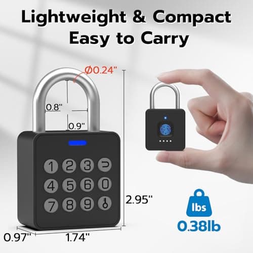 Eseesmart Smart Lock with Code-Combination Fingerprint Padlock, Biometric Keyless Combo Lock with Bluetooth APP, Waterproof for Storage Unit Outdoor Fence Gate Shed Gym School Locker — view 3
