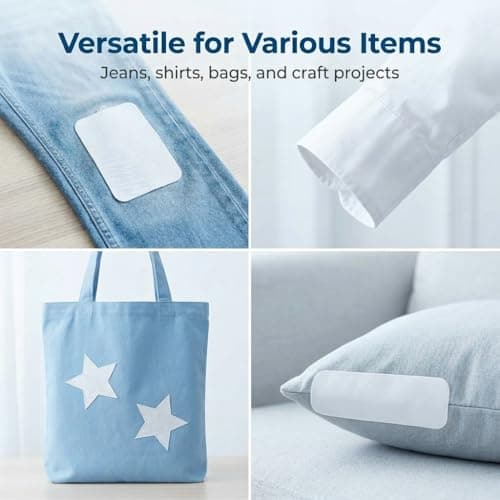 12 Pcs Fabric Repair Patches Cotton Premium Quality Iron on Repair Patches Cuttable White Repair Decorating Kit Clothes Patches Versatile Inside & Outside for Holes Pants Bags 7.5cm*10.5cm — view 5