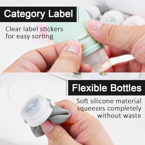 Mulaibdin 8 Pcs Travel Bottles for Toiletries, Silicone Travel Containers 30ml with Labels, Leakproof Toiletry Bottles Refillable for Liquids, Small Mini Squeeze Bottle Travel for Shampoo,Lotion,Cream — view 4