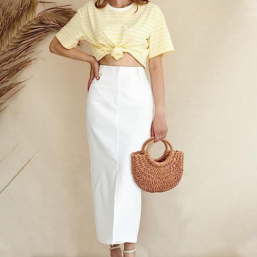 Wisebom Straw Beach Bag for Women, Handwoven Tote Bag Straw Crossbody Bag Hand Weave Shoulder Bag, Rattan Handbag Hollow Boho Style Clutch Purse for Beach Travel Daily Use — view 2