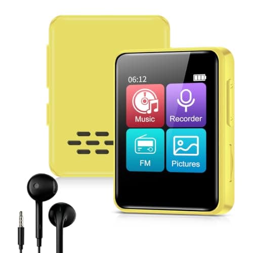 Foeuyte 32GB MP3 Players with Bluetooth,1.8 Inch Touch Screen, Lemon Yellow