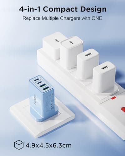 USB C Plug Fast Charge, 40W 4-Port USBC Charger Dual Port PD Power Adapter + QC Wall Charger, Multi USB Plug Charger UK Type C Charging Plug for iPhone 17 16 15 14 13 12 11 Pro Max, iPad, Samsung — view 5