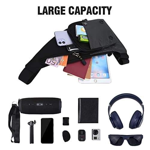 Peicees Sling Bag For Men Women Crossbody Bag Man Purse Anti Theft Slim Bag Small Chest Bag Over Shoulder For Travel Hiking — view 5