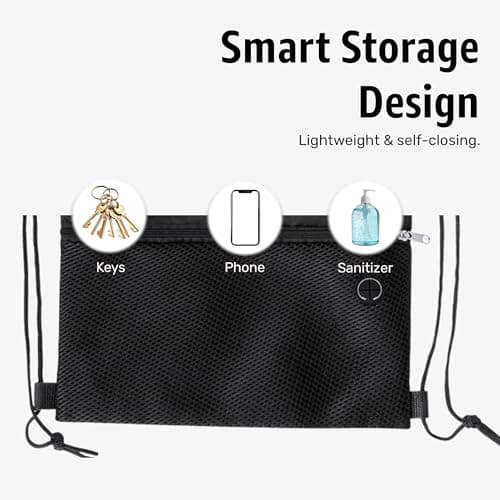 Bodygenix Unisex Drawstring Backpack for Sports – Lightweight Polyester Bag with Front Zip Pocket & Headphone Port – Waterproof Cinch String Bag for Sports, School, Swim, Travel & Beach Use - Black — view 6