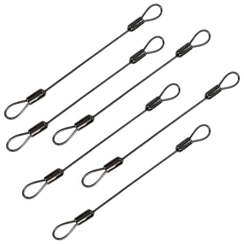6-Pack Stainless Steel Wire Rope Lanyard Cable Tether Safety Strap Iron Safety Cable Wire with Double Looped Ends Coated Plastic Security Cable Luggage Lock for Chain Lock