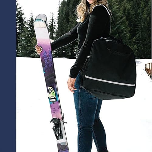 QLoztyse Snowboard And Boot Bag Combo Ski Bag Professional Gear Fit Skis Up to 200cm Polyester Black for Outdoor Hiking Camping Travel — view 4