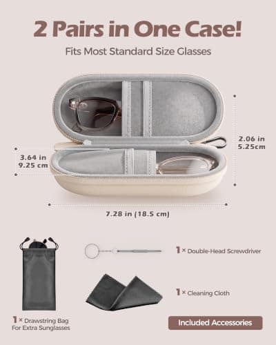 ProCase Hard Double Sunglasses Glasses Case for Men Women -Beige — view 2