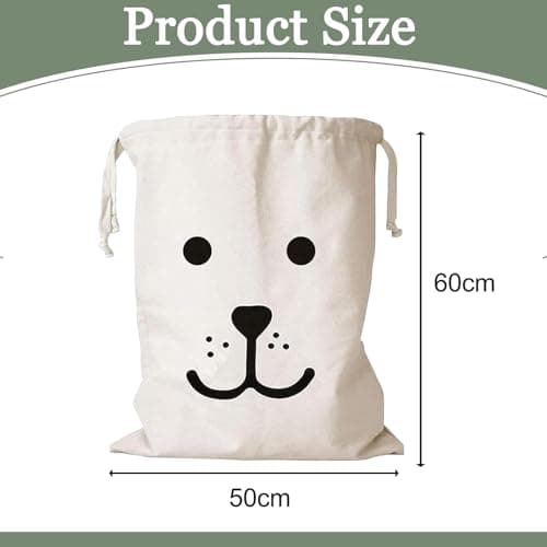 2pcs Drawstring Laundry Bags, Canvas Laundry Bag 60 × 50cm, Large Laundry Storage Bag with Drawstring for Clothes Toys — view 2