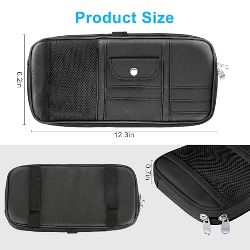 Linkstyle Car Sun Visor Organizer, Auto Interior Leather Storage Pocket Pouch, Sunglasses Holder for Car, Bag for Card License Registration Pen — view 2