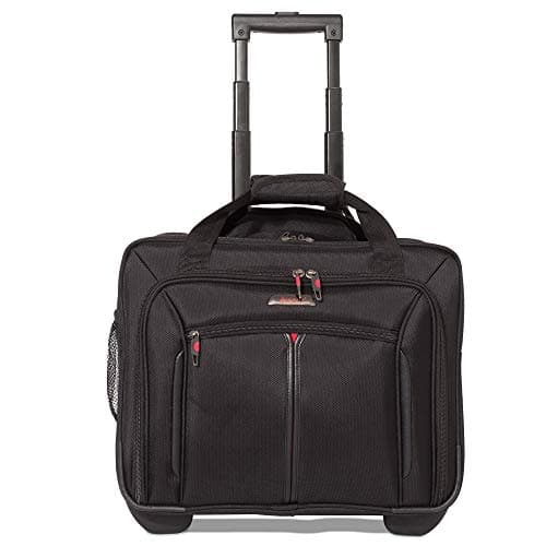 Aerolite Premium Padded Business Laptop Roller Case with 2 Wheels Approved for Ryanair Priority Boarding, Easyjet Plus, BA and More Airlines. Fits up to 15.6 Inch Laptops (Black)
