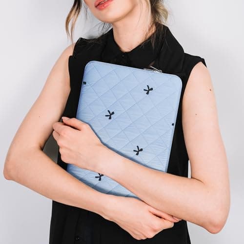 BAAGOAZ 15-16 Inch Laptop Sleeve MacBook Case with Embroidered Bows, Blue — view 6