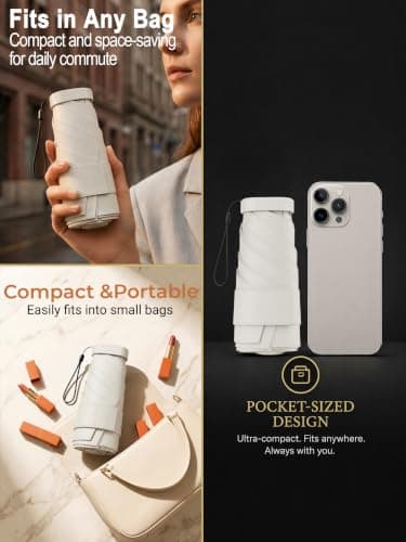Mini Travel Umbrella for Sun Protection, SPF 50+ Compact UV Umbrella — view 6
