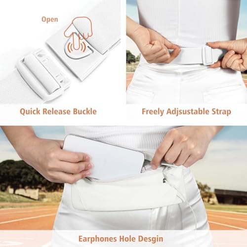 WHIPPY Running Belt for Phone Bag Running Gifts for Women Fanny Pack for Men Elastic Runners Money Belt Phone Holder Hiking Waist Pack, White — view 3